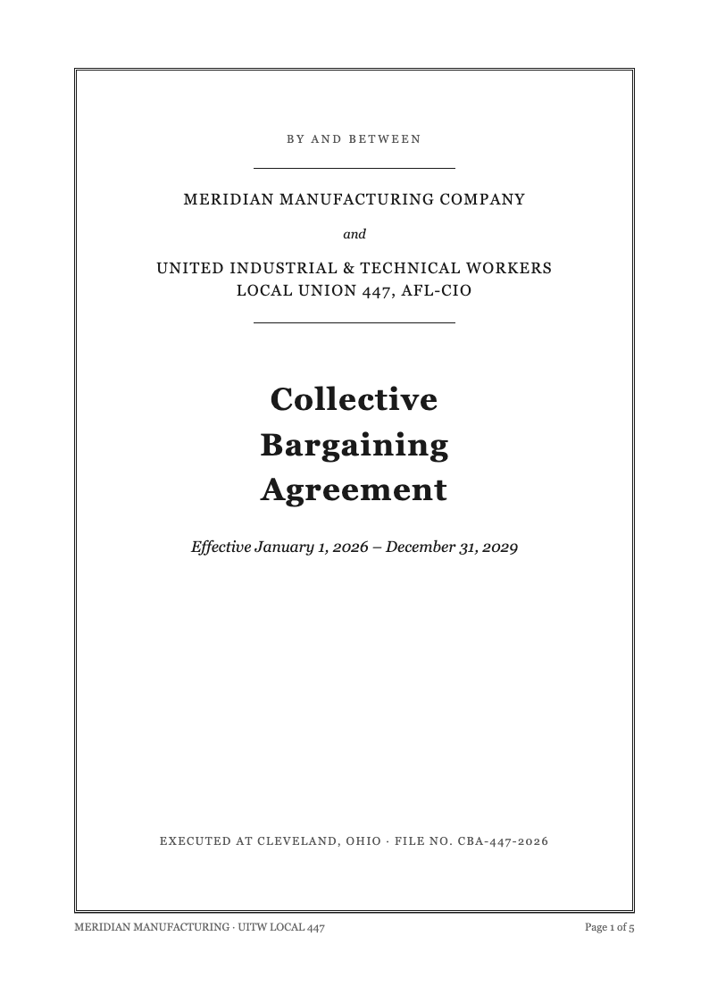 Classic professional collective bargaining agreement